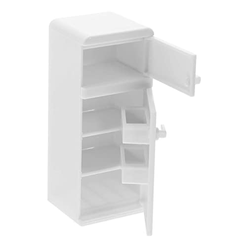 BCOATH Miniatur Kühlschrank Modell Weiß Detailgetreues Puppenhaus Zubehör Kinderfreundliches Pretend Play Küchen Miniatur Dekoration Leicht und Platzsparend von BCOATH