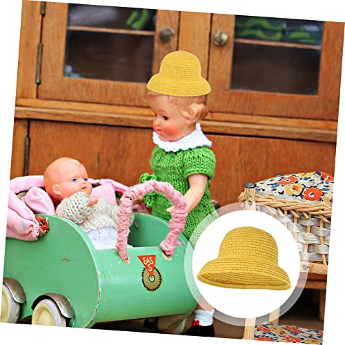 BCOATH Miniatur Strohhut für Puppenhaus DIY Dekoration Natürlicher Sommerhut Handgefertigt Gelb für Bastelbedarf und Puppenbekleidung von BCOATH