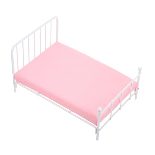 BCOATH Miniatur-puppenhausbett Im Maßstab 1:12, Queensize-Bett Mit Matratze, Puppenhausmöbel, Puppenhaus Im Maßstab 1:12, Schlafzimmermöbel, Puppenhauszubehör, Weiß von BCOATH