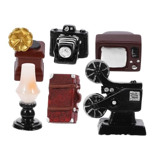 BCOATH Realistisches Miniatur-vintage-kamera-plattenspieler-6-teiliges Set für Miniatur-puppenhäuser von BCOATH