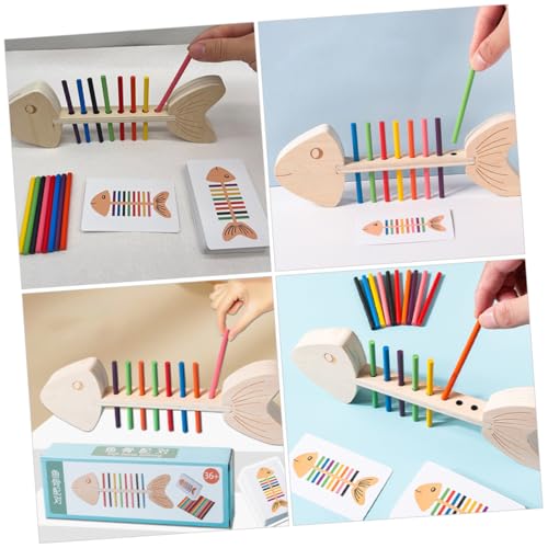 BCOATH Montessori Holzspielzeug Farbsortierspiel für Kleinkinder Feinmotorisches Lernspiel mit Doppelseitigen Karten und Holzstäben Sensorisches Sortierspiel zur Farberkennung und von BCOATH