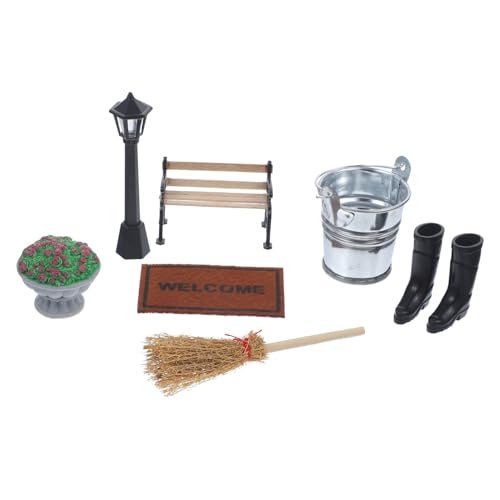 BCOATH Park Sandtischzubehör Miniaturgartenmodelle Lamps Mikrolandschaftsgartenbank Street Rug Model Miniature Dollhouse Broom Decorations Ornaments Accessories Boots Gardening Bench von BCOATH