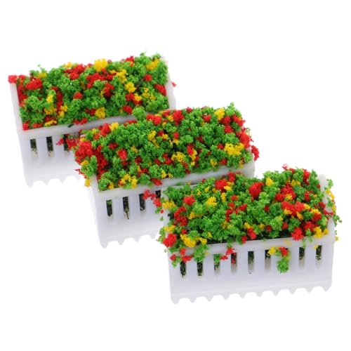 BCOATH 3stücke Miniatur Blumenbeet Puppenhaus Mit Bunten Pflanzen Für Mikrolandschaft Für Balkon Garten Und Flur Langlebige Farben Und Feine Verarbeitung von BCOATH