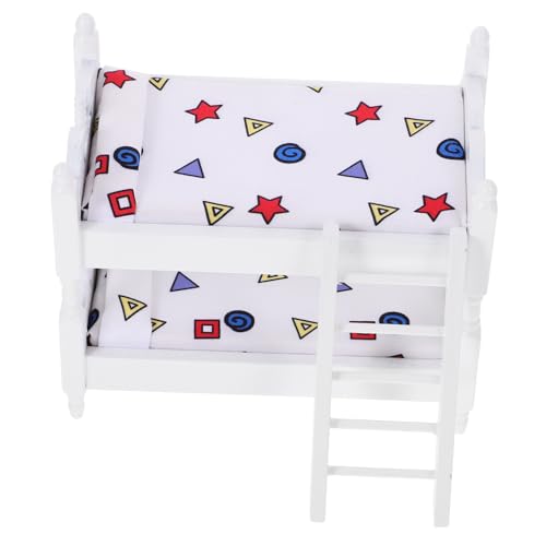 BCOATH Puppenhaus Miniatur Doppelstockbett Miniatur Etagenbett Modell Puppenmöbel Schlafzimmer Dekoration für Puppenhaus Schlafzimmer Szene von BCOATH