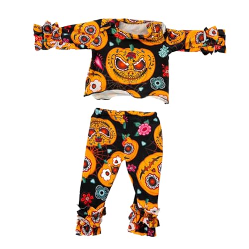 BCOATH Puppenkleidung Halloween Kostüm mit Kürbismuster Weiches Material Komfortabel Langlebig Geeignet für Mädchenpuppen Dekorative Puppenkleider für Halloween Party von BCOATH