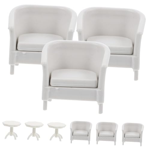 BCOATH 9-teiliges Set Mit Mini-tischen Und Stühlen Aus Kunststoff Realistische Miniaturmöbel Für Puppenhäuser Und Zum Spielen Für Jungen Und Mädchen von BCOATH