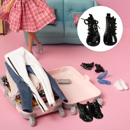 BCOATH Puppenstiefel PU Miniatur Schuhe Leicht Anzuziehen Langlebig ohne Werkzeug für Mädchen Puppenzubehör Modische Püppchen Boots Zubehör von BCOATH