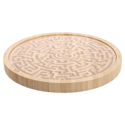 BCOATH Rundes Holz Labyrinthspiel für Tragbares Balance und Denkspiel Motorische Kognitives Lernspielzeug Pädagogisches Maze für Kleinkinder von BCOATH