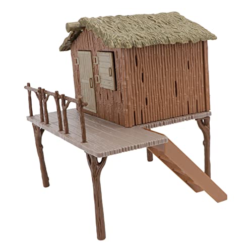 BCOATH Simulation Haus aus Langlebigem PVC Realistisch Gestaltetes Kleines Modell für Kindersandkasten Detailreiche Nachbildung Einer Rustikalen Hütte für Bauernhof und Landschaftsbau von BCOATH