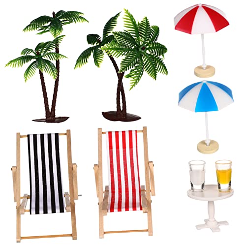 BCOATH Strand Mikrolandschaft Set Resin Miniatur mit Kokospalmen Sonnenschirmen Strandliegen Getränken Rundem Kaffeetisch Dekorativ für Puppenhaus DIY Sommerdeko BCOATH Strand Mikrolandschaft Set Resin Miniatur mit Kokospalmen Sonnenschirmen Strandliegen Getränken Rundem Kaffeetisch Dekorativ für Puppenhaus DIY Sommerdeko von BCOATH