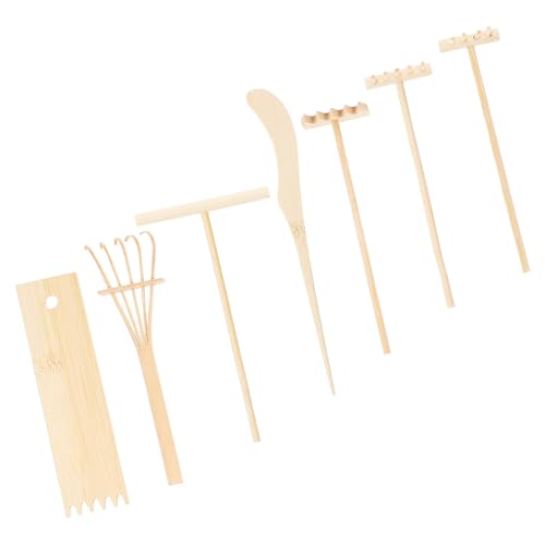 BCOATH Teiliges Miniatur Bambus Sandspiele Kleine Dekorative Tisch rechen Handliche DIY Zen gartenwerkzeuge Langlebige Mini schaufeln zur Stressbewältigung und Filigranen Gestaltung von BCOATH