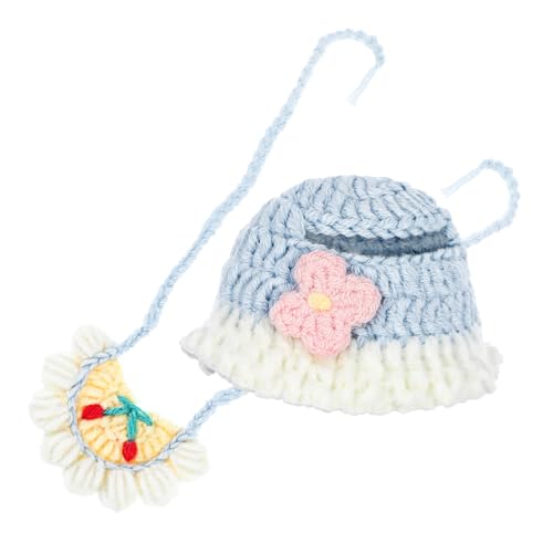 BCOATH Teiliges Puppenkleid Set mit Gehäkelter Mütze und Latz Kompatibel für Labubu Puppen Weiche Babylatz Blumenkopfbedeckung Handgefertigte Kleidung für Sammler von BCOATH
