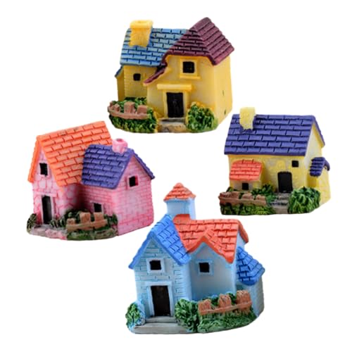 BCOATH Winziges Harzhaus Mikrolandschaft aus Miniatur Dorfhaus Ornament Cottage Feen Figuren Landschaftshandwerk Mikrolandschaftsschmuck Dekorative Blumentopf Steinhaus Feengarten von BCOATH