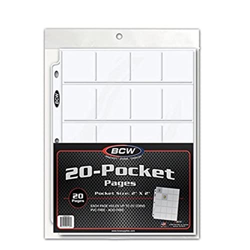 BCW Pro 20-Pocket Pages, Pocket Size: 2" x2", 20 Pages - Coin Collecting Supplies by BCW von BCW