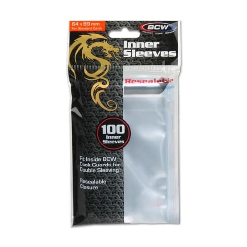300 Bcw Standard Mtg / Gaming Card Clear Resealable Poly 64x89mm Inner Sleeves von BCW