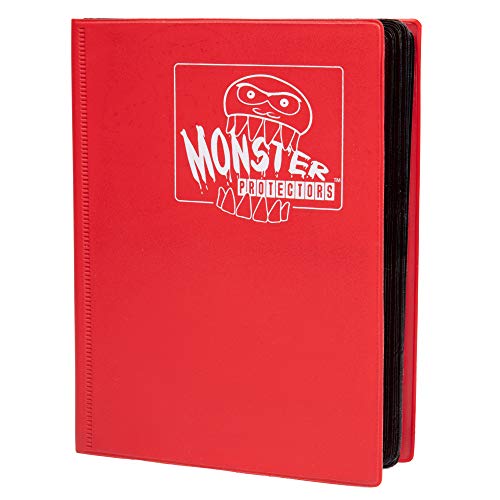 Monster Binder - 4 Pocket Trading Card Album - Matte Red (Anti-theft Pockets Hold 160+ Yugioh, Pokemon, Magic the Gathering Cards) von BCW