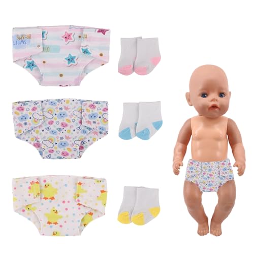 3 Stück Puppenwindeln für Baby Puppen + 3 Paar Puppensocken, Puppenwindeln für 18 Zoll Puppe, Wiederverwendbar Puppen 43cm Windel, Puppenzubehör Windel, Verblasst Oder Verformt Sich Nicht so Leicht 3 Stück Puppenwindeln für Baby Puppen + 3 Paar Puppensocken, Puppenwindeln für 18 Zoll Puppe, Wiederverwendbar Puppen 43cm Windel, Puppenzubehör Windel, Verblasst Oder Verformt Sich Nicht so Leicht von BCYSNR