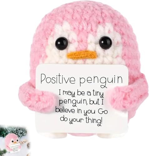 Lustiger Positive Penguin Geschenke, Positive Pinguin Puppe, Niedliche Positiver Pinguin Puppe aus Wolle, Pinguinspielzeug Süß Kartoffelpuppe mit Ermutigungskarte Geschenk für Kinder Mädchen Frauen von BCYSNR