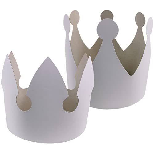 BCreativetolearn 12 Kronen-Partyhüte – extra hohes weißes Geburtstagskronenhut-Bastelset, 2 Stile, machen Sie Ihre eigenen Kronen zum Dekorieren, 18 cm Durchmesser. von BCreativetolearn