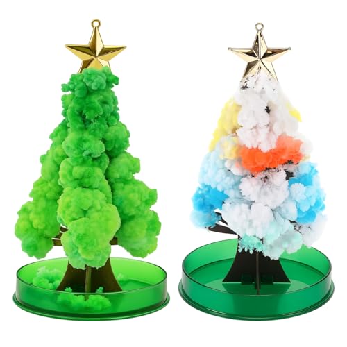 2PCS Magischer Baum, Mini Weihnachtsbäume Set, Magic Sakura Baum, Weihnachtsbaum Deko Für Kinder, DIY Weihnachtsbaum Klein, 15 cm Hoch, 10 cm Durchmesser von BDBFPAN