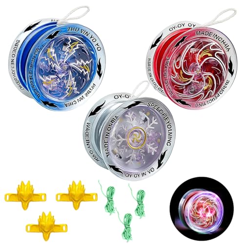 3 Stück JoJo, Licht JoJo, Leuchtendes JoJo mit Farbwechsel, Responsives JoJo für Anfänger, Kinder und Erwachsene, Inklusive Saiten und Fingerlinge, Ideal für Indoor- und Outdoor-Spaß 3 Stück JoJo, Licht JoJo, Leuchtendes JoJo mit Farbwechsel, Responsives JoJo für Anfänger, Kinder und Erwachsene, Inklusive Saiten und Fingerlinge, Ideal für Indoor- und Outdoor-Spaß von BDBFPAN