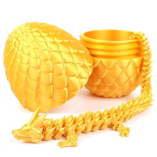 BDBFPAN 3D Drache Im Ei, 3D-gedrucktes Drachenei drachenei ideal als Heim- und Bürodekoration oder Schreibtischspielzeug 3D Druck Kreativer Und Lustiger Drachen Ei (Seidengold) von BDBFPAN