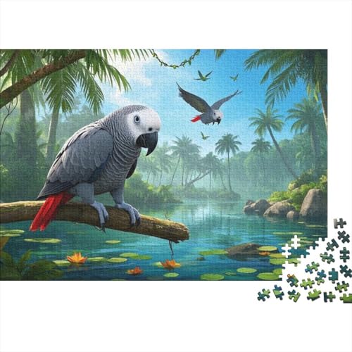 Afrikanischer Grauer Papagei Puzzle 1000 Teile Schwer Puzzle Spielzeug Lernspiel Impossible Herausforderungsspielzeug Für Erwachsene Kinder (75x50cm) von BDKSLBDIP