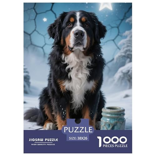 Berner Berghund Puzzle 1000 Teile Schwer Lernspiel Impossible Herausforderungsspielzeug Für Erwachsene Kinder 38x26cm von BDKSLBDIP