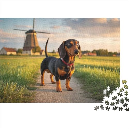 Dachshund Puzzle 1000 Teile Schwer Puzzle Spielzeug Pädagogisches Spiel Impossible Herausforderung Spielzeug Für Erwachsene Kinder (75x50cm) von BDKSLBDIP