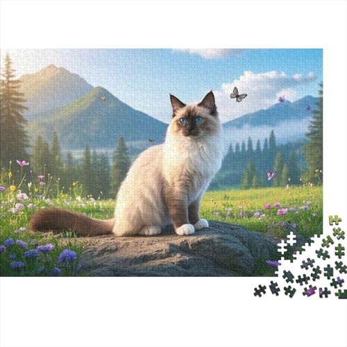 Das Sacré De Birmanie Puzzle 1000 Teile Schwer Puzzle Spielzeug Pädagogisches Spiel Impossible Herausforderung Spielzeug Für Erwachsene Und Kinder Ab 12 Jahren (75x50cm) von BDKSLBDIP