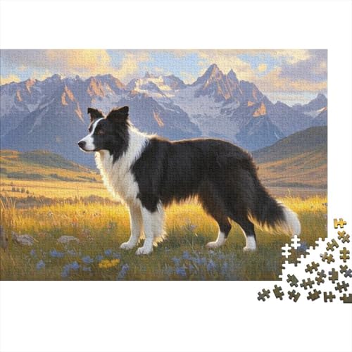 Der Border Collie Puzzles 1000 Teile Schwer Puzzle Spielzeug Lernspiel Impossible Herausforderungsspielzeug Für Erwachsene Kinder (75x50cm) von BDKSLBDIP