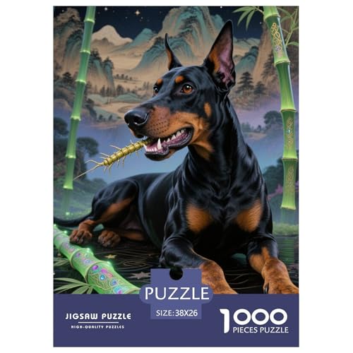 Doberman Pinscher Puzzle 1000 Teile Schwer Lernspiel Impossible Herausforderung Spielzeug Für Erwachsene Kinder 38x26cm von BDKSLBDIP