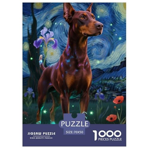 Doberman Pinscher Puzzle 1000 Teile Schwer Lernspiel Impossible Herausforderungsspielzeug Für Erwachsene Kinder 70x50cm von BDKSLBDIP