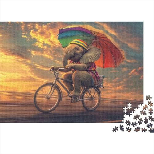Elefant reiten EIN Fahrrad Puzzle 1000-teilige Schwer Puzzle Spielzeug Pädagogisches Spiel Impossible Herausforderung Spielzeug Für Erwachsene Kinder (75x50cm) von BDKSLBDIP