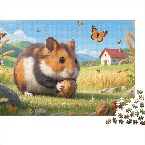 Europäischer Hamster Puzzle 1000-teilige Schwer Puzzle Spielzeug Lernspiel Impossible Herausforderungsspielzeug Für Erwachsene Und Kinder Ab 12 Jahren (75x50cm) von BDKSLBDIP