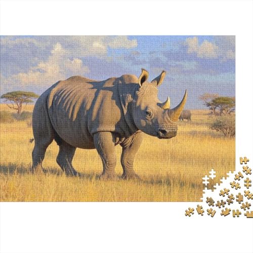 Kleine Nashörner Puzzles 1000-teilige Schwer Puzzle Spielzeug Lernspiel Impossible Herausforderungsspielzeug Für Erwachsene Kinder (75x50cm) von BDKSLBDIP