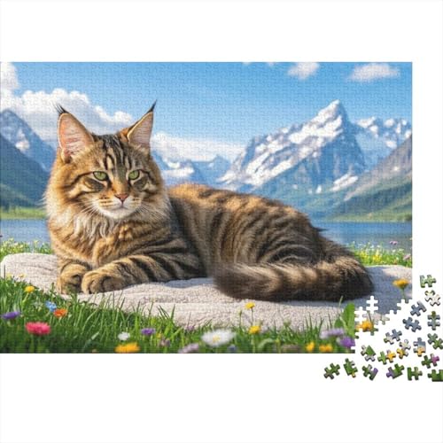 Maine Coon Puzzle 1000-teilige Schwer Puzzle Spielzeug Lernspiel Impossible Herausforderung Spielzeug Für Erwachsene Kinder (75x50cm) von BDKSLBDIP