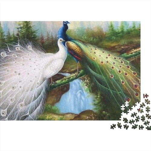 Pfauen Puzzles 1000 Teile Schwer Puzzle Spielzeug Pädagogisches Spiel Impossible Herausforderung Spielzeug Für Erwachsene Und Kinder in Bewährter (75x50cm) von BDKSLBDIP