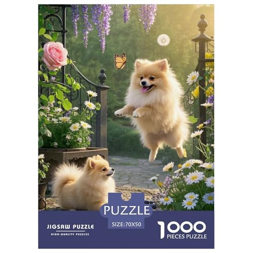 Pommerner Welpe Puzzle 1000 Teile Schwer Lernspiel Impossible Herausforderungsspielzeug Für Erwachsene Kinder 70x50cm von BDKSLBDIP