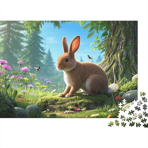Rex Kaninchen Puzzle 1000-teilige Schwer Puzzle Spielzeug Lernspiel Impossible Herausforderungsspielzeug Für Erwachsene Kinder (75x50cm) von BDKSLBDIP