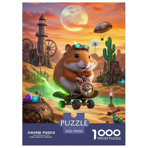 Roborovski Hamster Puzzle 1000 Teile Schwer Lernspiel Impossible Herausforderungsspielzeug Für Erwachsene Kinder 70x50cm von BDKSLBDIP