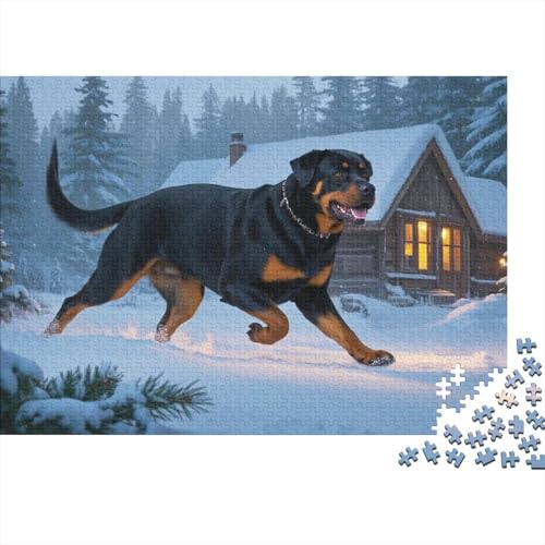 Rottweiler Puzzle 1000 Teile Schwer Puzzle Spielzeug Pädagogisches Spiel Impossible Herausforderungsspielzeug Für Erwachsene Und Kinder in Bewährter (75x50cm) von BDKSLBDIP