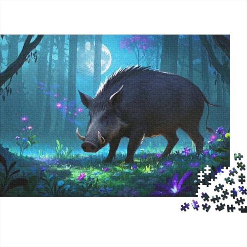 Wildschwein Puzzle 1000-teilige Schwer Puzzle Spielzeug Lernspiel Impossible Herausforderungsspielzeug Für Erwachsene Und Kinder Ab 14 Jahren (75x50cm) von BDKSLBDIP