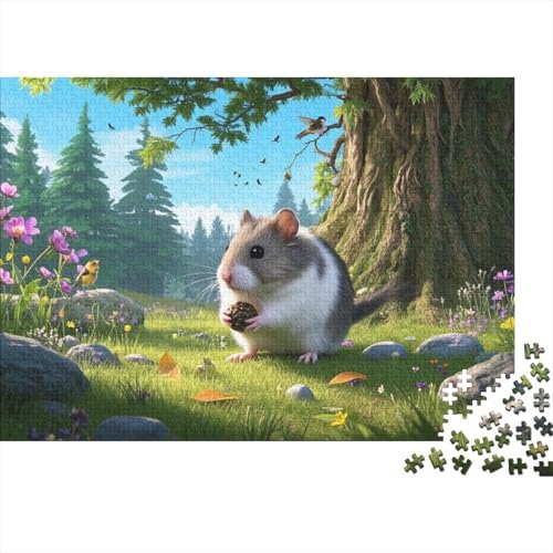 Winter Weiß Russian Dwarf Hamster Puzzles 1000-teilige Schwer Puzzle Spielzeug Lernspiel Impossible Herausforderungsspielzeug Für Erwachsene Und Kinder in Bewährter (75x50cm) von BDKSLBDIP