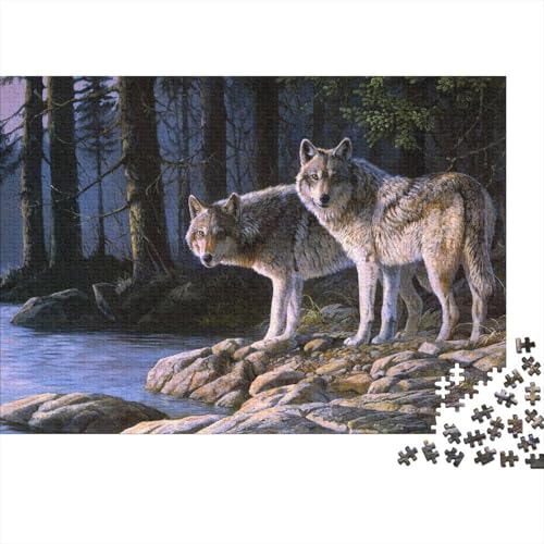 Wolf Puzzles 1000 Teile Schwer Puzzle Spielzeug Pädagogisches Spiel Impossible Seen und Wälder Herausforderung Spielzeug Für Erwachsene Und Kinder Ab 14 Jahren (75x50cm) von BDKSLBDIP