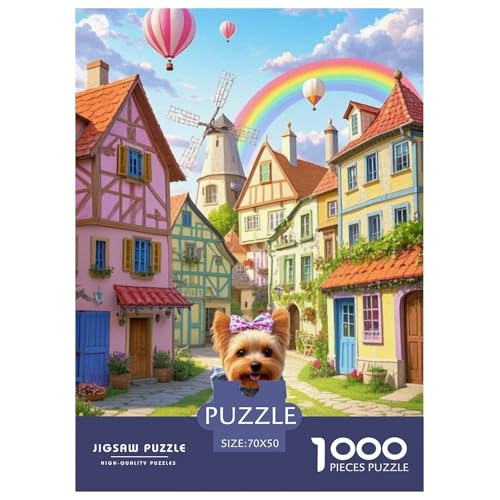 Yorkshire Terrier Puzzle 1000 Teile Schwer Lernspiel Impossible Herausforderungsspielzeug Für Erwachsene Kinder 70x50cm von BDKSLBDIP