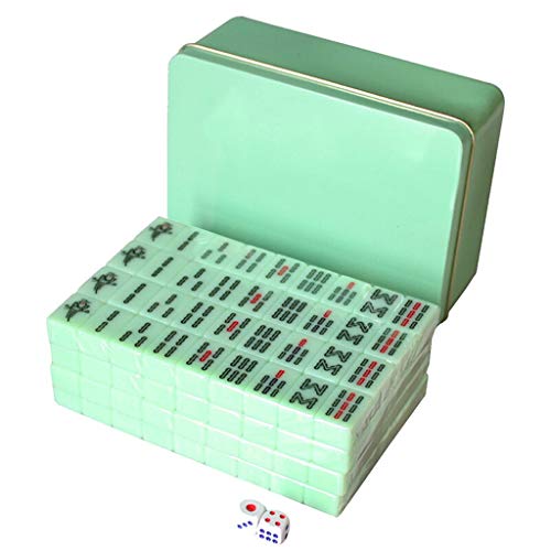 BDPP Interessante Mahjong-Sets, chinesische Mahjong-Fliesen, Smaragd-Farbe, Mahjong, 144 Fliesen, Mini-Reise-Mahjong mit Eisenbox, Aufbewahrung, Geburtstagsgeschenk, 20 mm, Familienfeier, Picknick BDPP Interessante Mahjong-Sets, chinesische Mahjong-Fliesen, Smaragd-Farbe, Mahjong, 144 Fliesen, Mini-Reise-Mahjong mit Eisenbox, Aufbewahrung, Geburtstagsgeschenk, 20 mm, Familienfeier, Picknick von BDPP