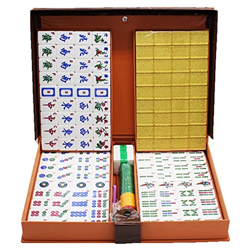 BDPP Interessante Mahjong Sets Chinesisches Mahjong Spielset mit Tragetasche Reiseetui inklusive 144 Spielsteinen, 3 Würfeln und einem Windanzeiger Komplettes Mahjong Spielset Familienparty Picknick BDPP Interessante Mahjong Sets Chinesisches Mahjong Spielset mit Tragetasche Reiseetui inklusive 144 Spielsteinen, 3 Würfeln und einem Windanzeiger Komplettes Mahjong Spielset Familienparty Picknick von BDPP