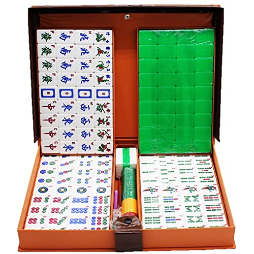 BDPP Interessante Mahjong Sets Chinesisches Mahjong Spielset mit Tragetasche Reiseetui inklusive 144 Spielsteinen, 3 Würfeln und einem Windanzeiger Komplettes Mahjong Spielset Familienparty Picknick BDPP Interessante Mahjong Sets Chinesisches Mahjong Spielset mit Tragetasche Reiseetui inklusive 144 Spielsteinen, 3 Würfeln und einem Windanzeiger Komplettes Mahjong Spielset Familienparty Picknick von BDPP