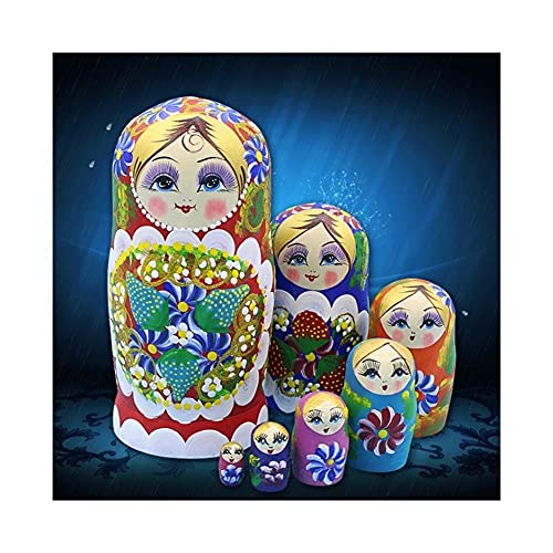 BDPP Matroschka Russische Nesting-Puppen, 7-lagige Nesting-Puppen, Erdbeer-Mädchen-Muster, Matroschka, handbemalte Holzhandwerk, Heimdekoration, das beste Neujahrsgeschenk (Farbe: A) von BDPP
